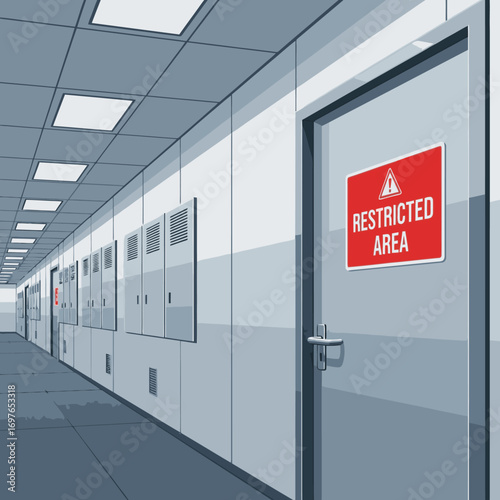 Restricted Area Hallway Industrial Building Interior
