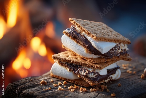 Smores Campfire Event: Roasting Marshmallows at Autumn Beach Bonfire