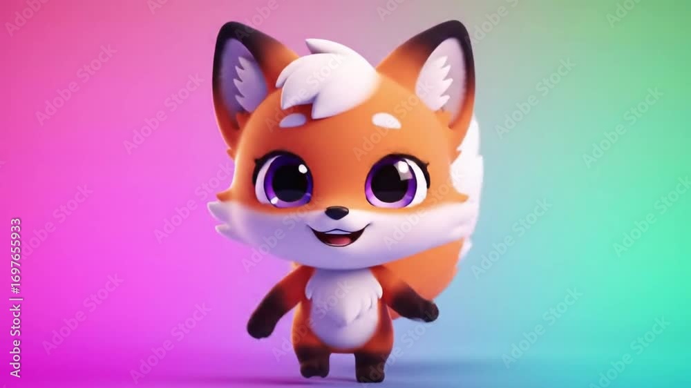 Cartoon fox with smiling face against a gradient background Cartoon fox with smiling face against a gradient background