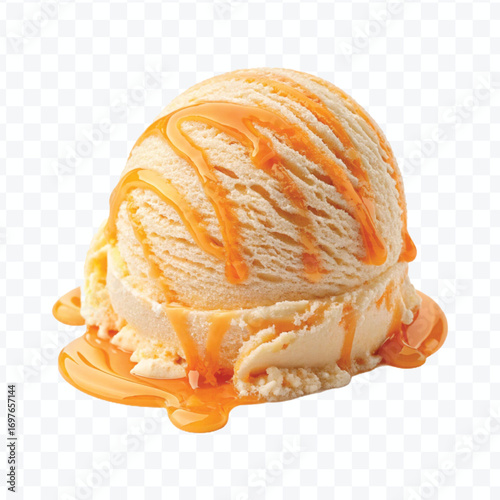 realistic delicious scoop of  vanilla ice cream in in different color style isolated on transparent background