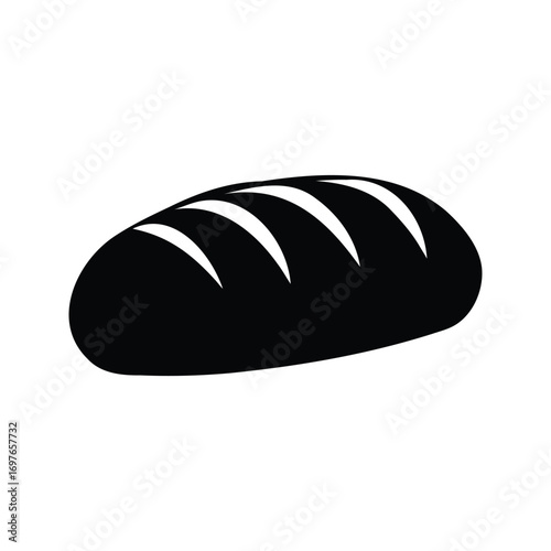 Black silhouette of a loaf of bread against a white background illustration, bread loaf silhouette vector illustration