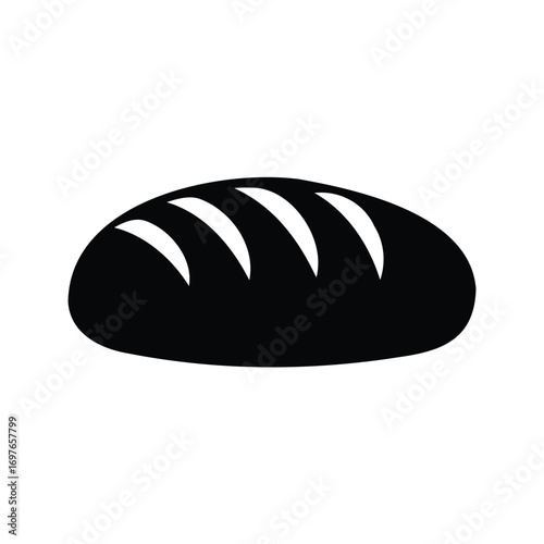 Black silhouette of a loaf of bread on a white background, bread loaf silhouette vector illustration