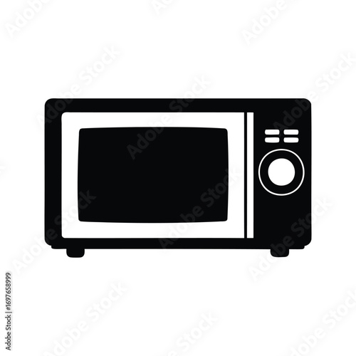 Simple black and white graphic representation of a microwave oven design, microwave oven silhouette vector illustration