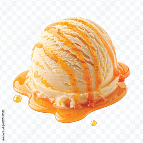 realistic delicious scoop of  vanilla ice cream in in different color style isolated on transparent background