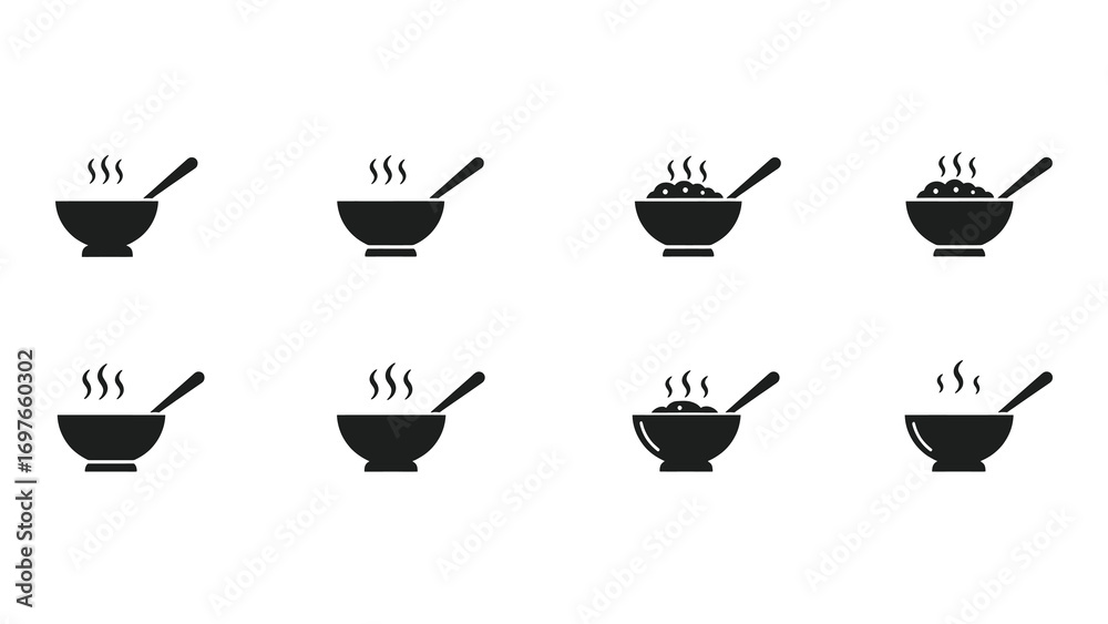 Fototapeta premium Collection of soup bowl icons for food concept
