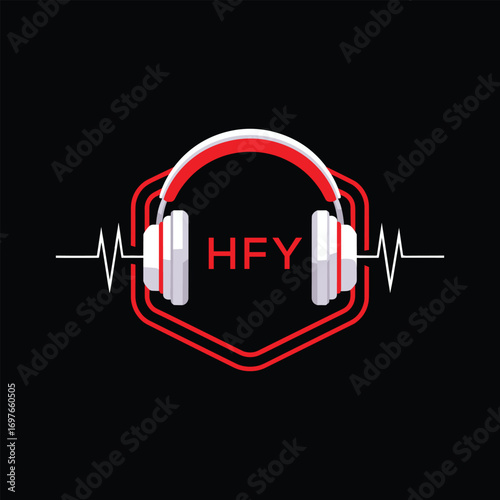 HFY  Headphone Company logo. HFY Modern Music logo design for entrepreneur and business. HFY Entertainment Branding best icon.
