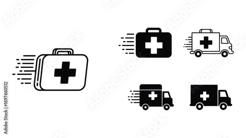 Emergency medical service icon set for design