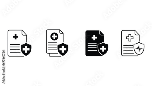 Medical record with shield icon for health insurance