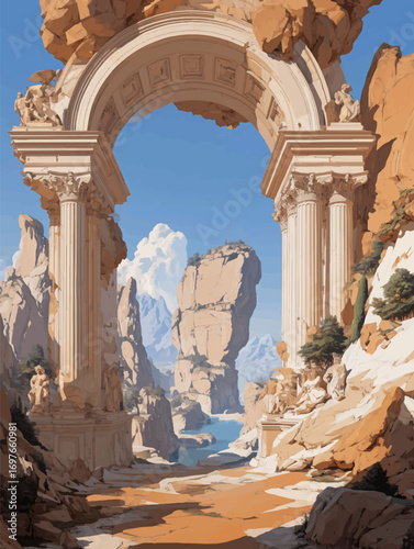 vector illustration of greek landscape
