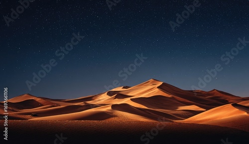 Desert dunes under a starlit night sky