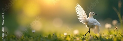 Soft, downy feathers gently drift downwards against a blurred natural background Sunlight catches their delicate texture, creating a serene and peaceful scene , macro, drift, slow motion