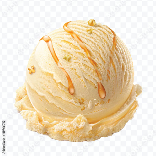 realistic delicious scoop of  vanilla ice cream in in different color style isolated on transparent background