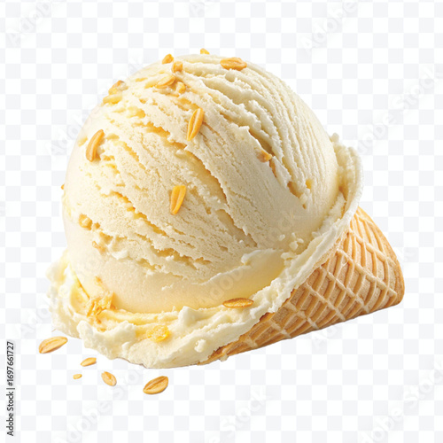 realistic delicious scoop of  vanilla ice cream in in different color style isolated on transparent background