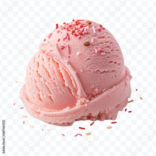 realistic delicious scoop of  vanilla ice cream in in different color style isolated on transparent background