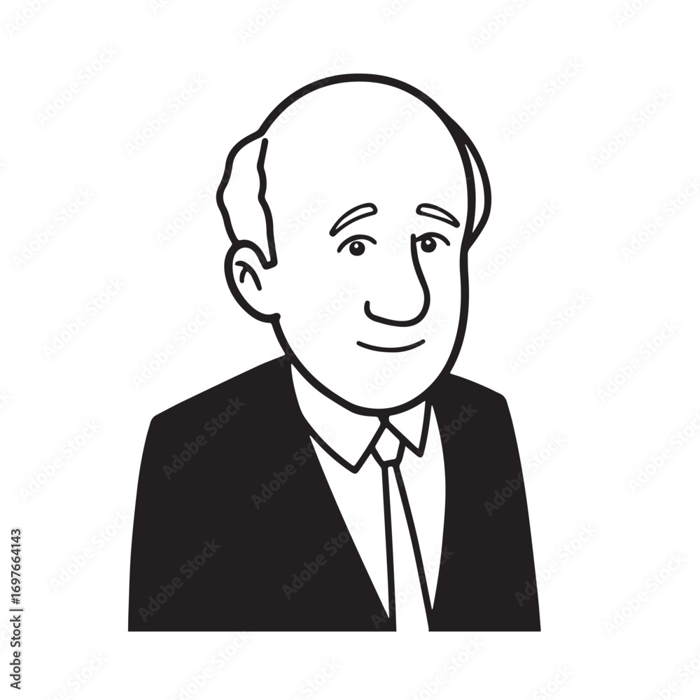 Old person in formal suit black and white vector illustration portrait elegant classic digital artwork Old person in formal suit black and white vector illustration portrait elegant classic digital artwork