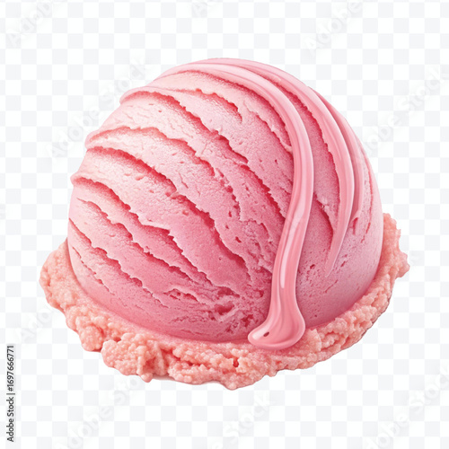 realistic delicious scoop of  vanilla ice cream in in different color style isolated on transparent background