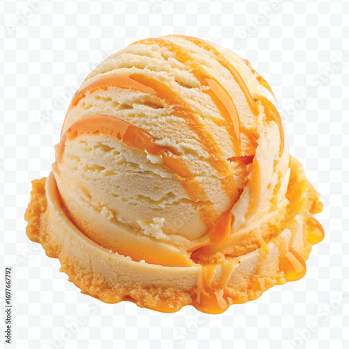 realistic delicious scoop of  vanilla ice cream in in different color style isolated on transparent background