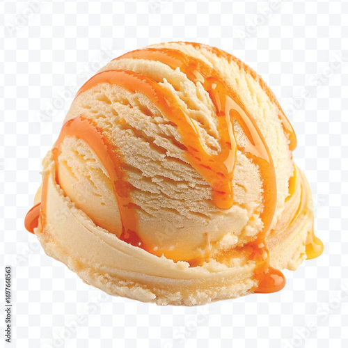 realistic delicious scoop of  vanilla ice cream in in different color style isolated on transparent background