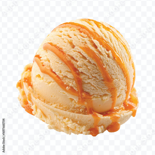realistic delicious scoop of  vanilla ice cream in in different color style isolated on transparent background