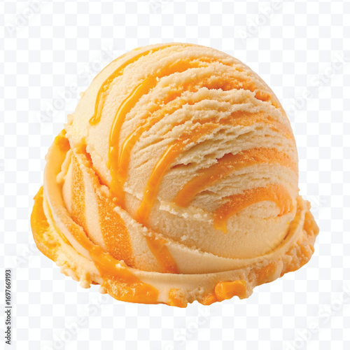 realistic delicious scoop of  vanilla ice cream in in different color style isolated on transparent background