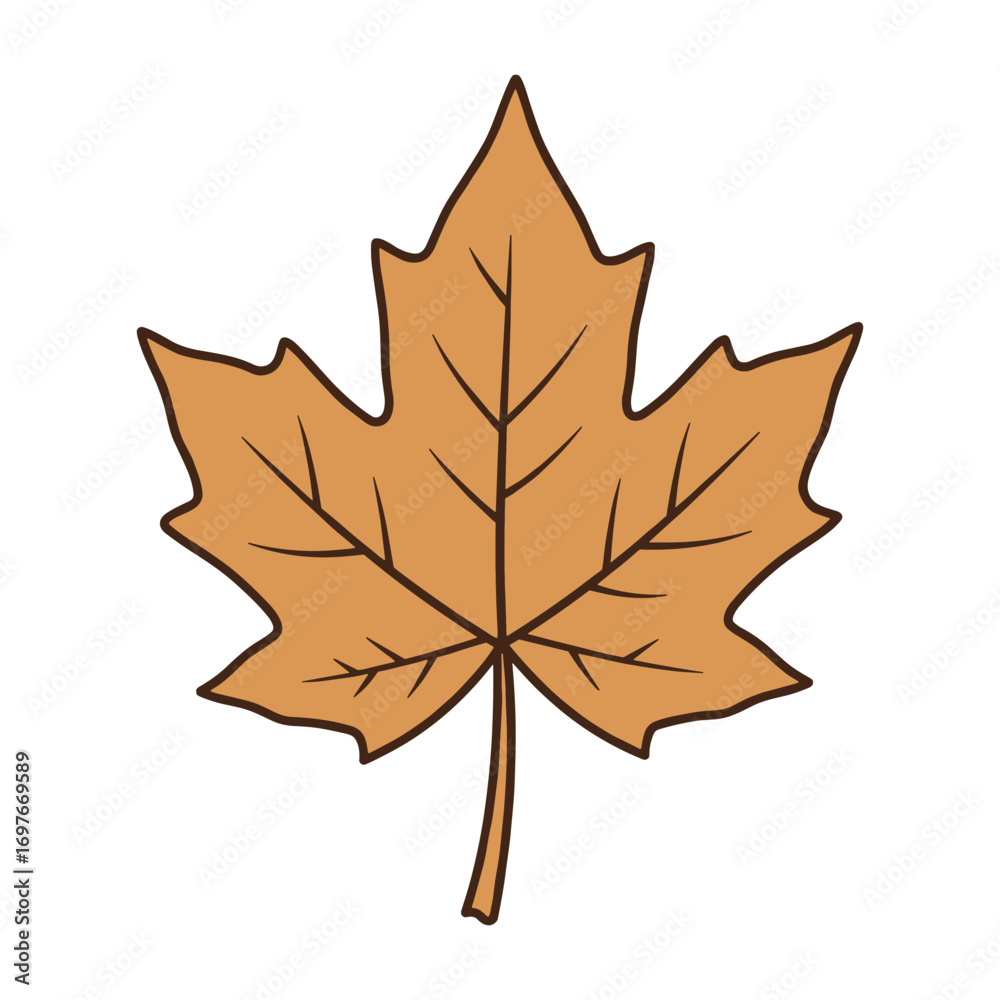 Naklejka premium Hand-drawn illustration of brown maple leaf – stock vector flat illustration