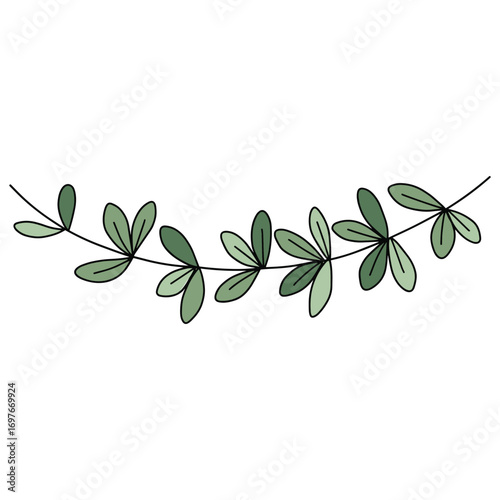 Green leaf garland illustration – stock vector flat illustration