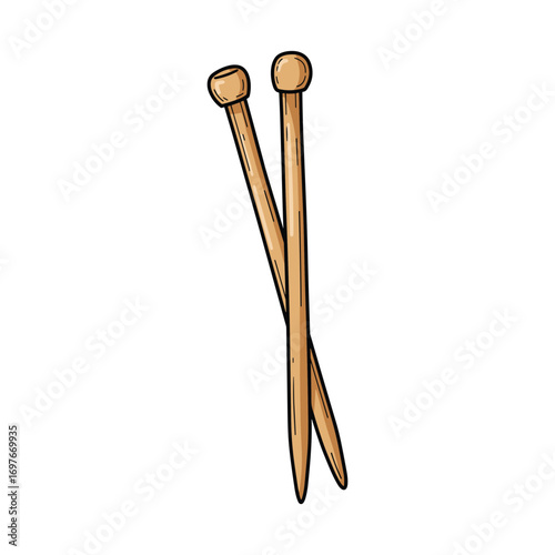 Wooden knitting needles for crafting and diy projects – stock vector flat illustration
