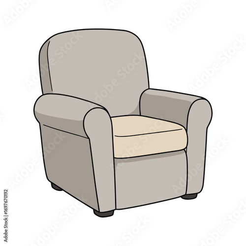 Comfortable beige armchair with cushioned seat – stock vector flat illustration
