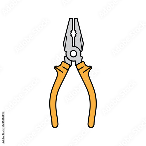 Yellow handled metal pliers – stock vector flat illustration
