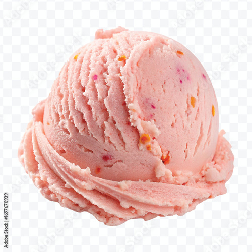 realistic delicious scoop of  vanilla ice cream in in different color style isolated on transparent background