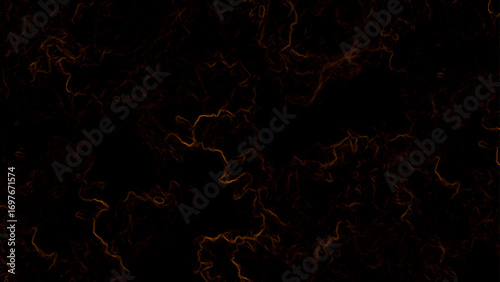 Dark abstract background with faint glowing orange fractal flowing lines. Energy currents, lightning veins, or cosmic plasma streams. Mysterious, futuristic, and atmospheric texture