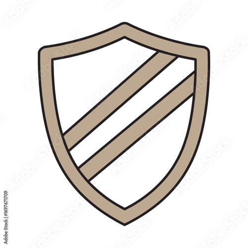 Classic heraldic shield with vertical stripes and bold outline – stock vector flat illustration