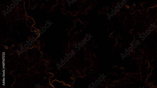 Dark abstract background with faint glowing orange fractal flowing lines. Energy currents, lightning veins, or cosmic plasma streams. Mysterious, futuristic, and atmospheric texture