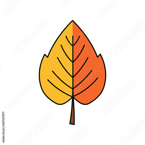 Colorful autumn leaf illustration with gradient hues – stock vector flat illustration