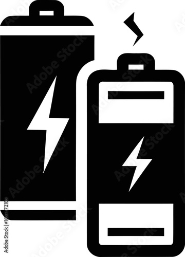 Two battery icons with lightning bolt power