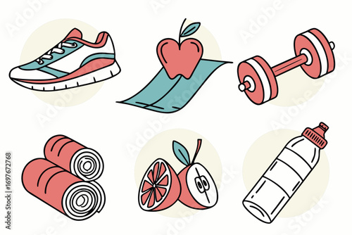 Illustration of sport and healthy food