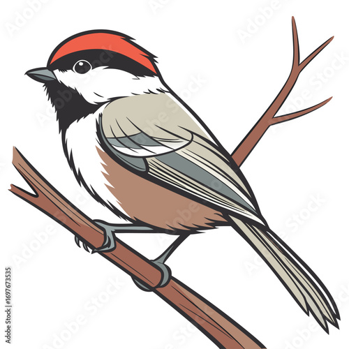 Chestnutbacked chickadee perching on a branch