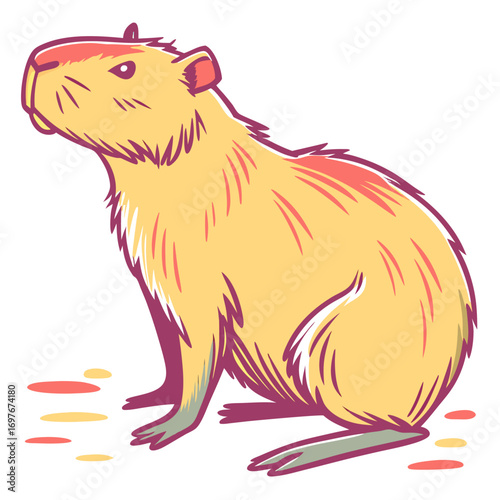 Cute capybara cartoon illustration