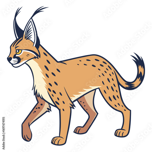 Cute caracal cartoon illustration