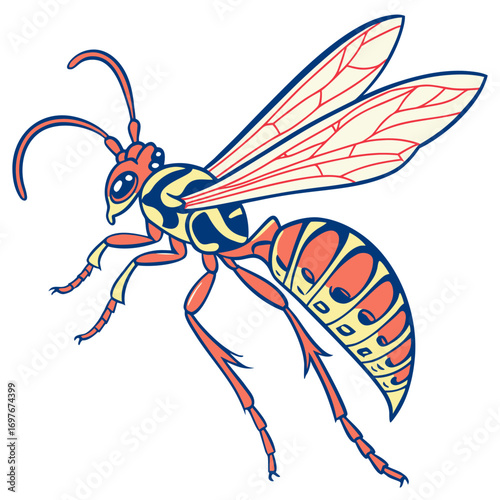 Illustration of a wasp with wings