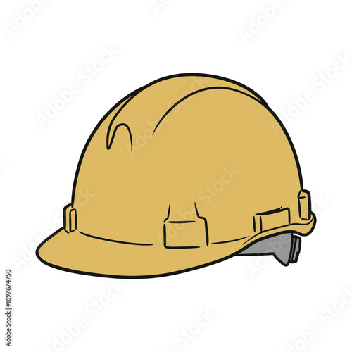 Yellow construction hard hat safety gear clip art for worksites – stock vector flat illustration