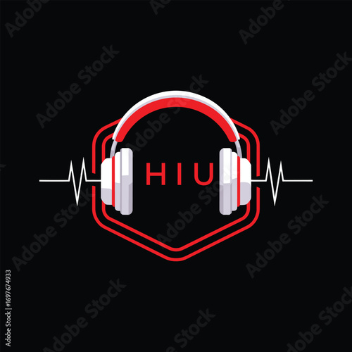 HIU  Headphone Company logo. HIU Modern Music logo design for entrepreneur and business. HIU Entertainment Branding best icon.

