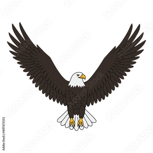 Illustration of majestic bald eagle with outstretched wings – stock vector flat illustration