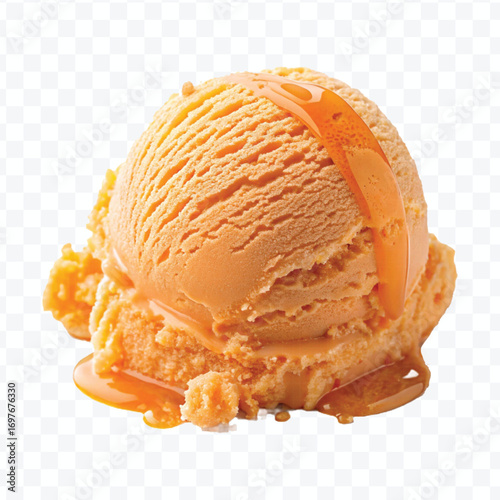 realistic delicious scoop of  vanilla ice cream in in different color style isolated on transparent background