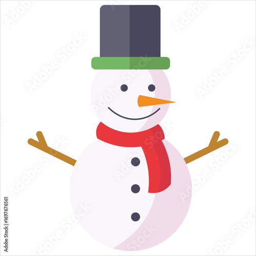 Snowman Vector Flat Illustration