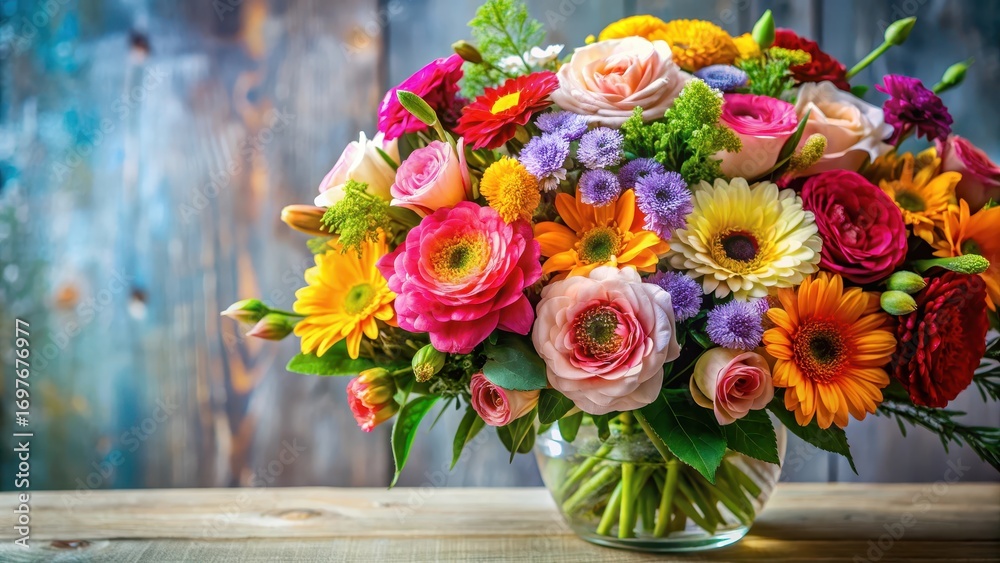 Obraz premium Beautifully arranged flowers in a colorful bouquet