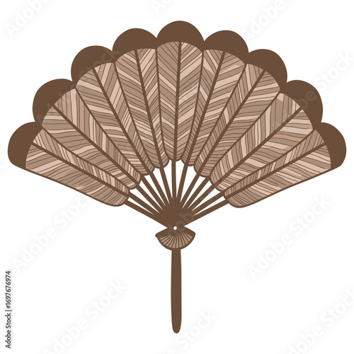 Decorative traditional asian hand fan with intricate geometric patterns – stock vector flat illustration