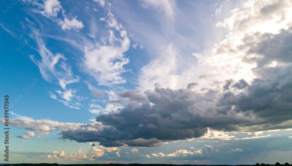 Obraz premium Dramatic sky with clouds of varying shapes and densities