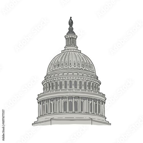 United states capitol building dome architecture illustration – stock vector flat illustration