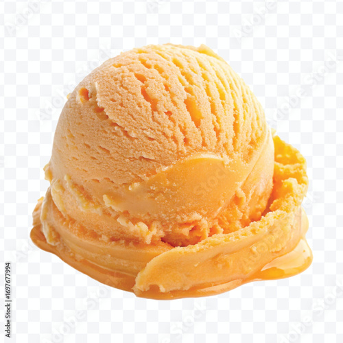 realistic delicious scoop of  vanilla ice cream in in different color style isolated on transparent background